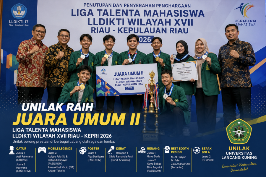 Unilak Raih Juara Umum II Liga Talenta Mahasiswa LLDIKTI Wilayah XVII Riau-Kepri